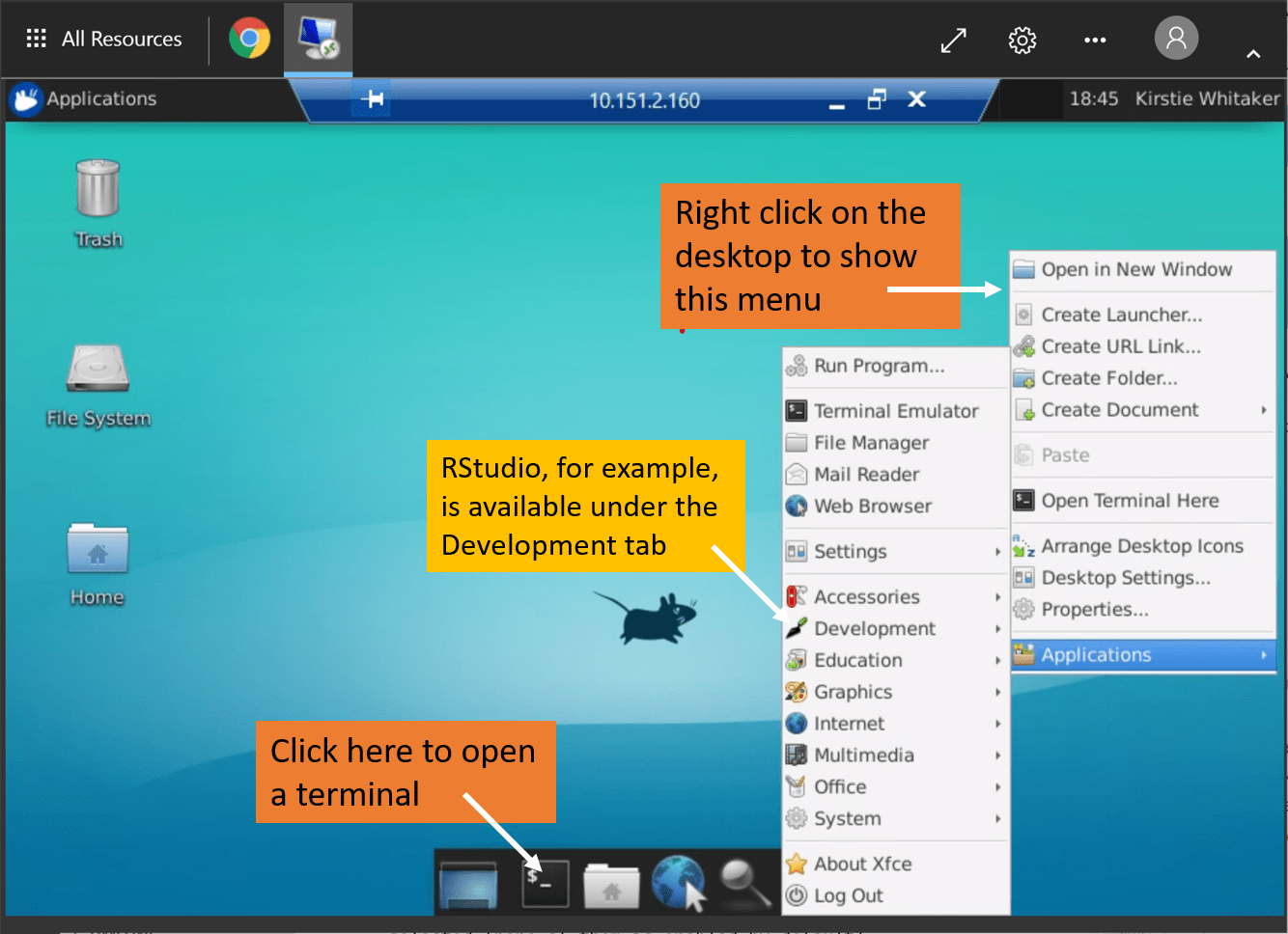 How to access applications from the desktop