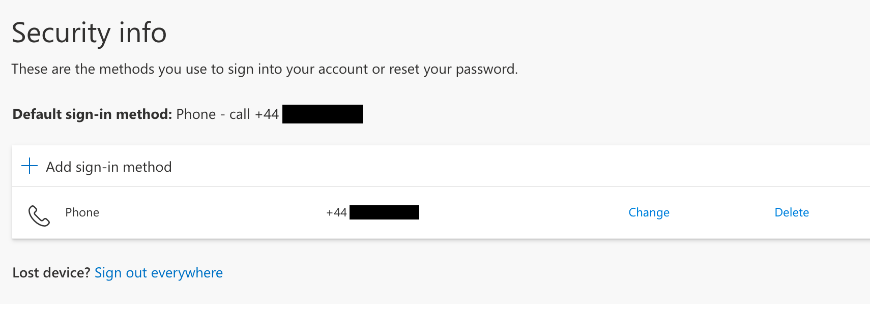 Registered phone number