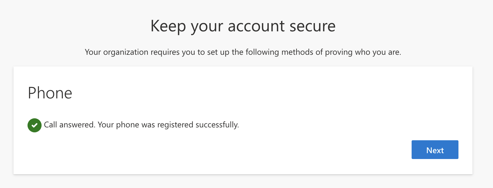 Verified phone number