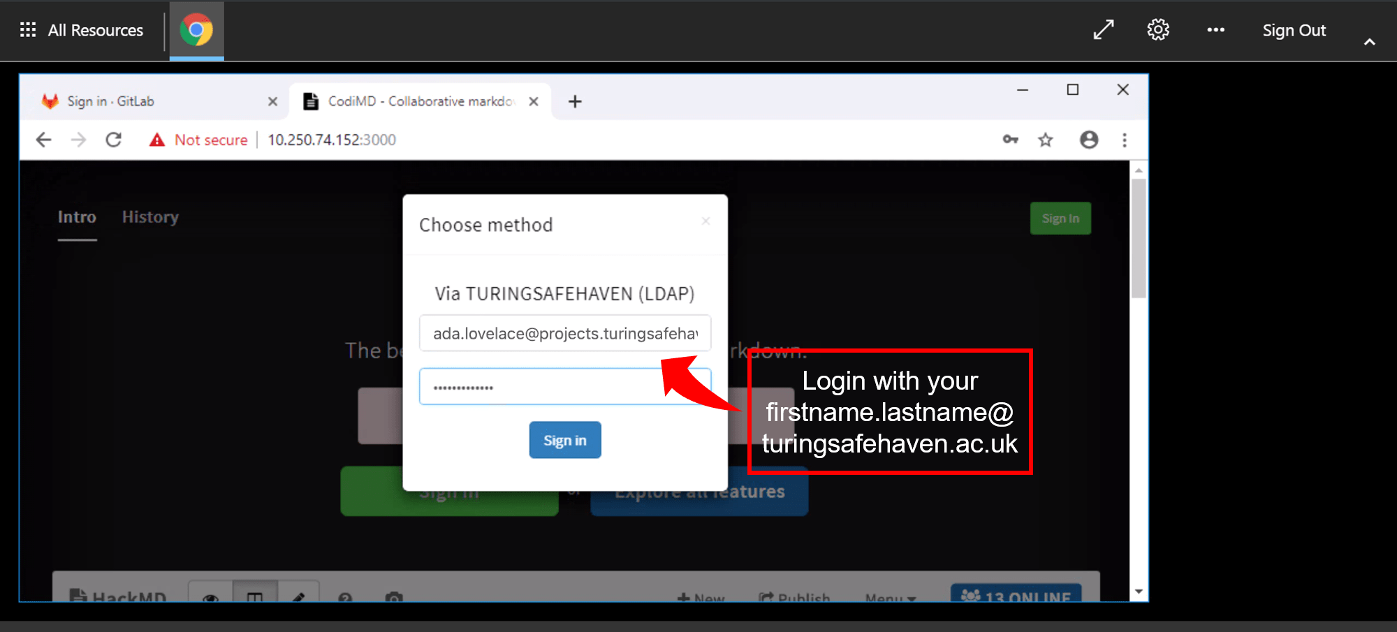 CodiMD login