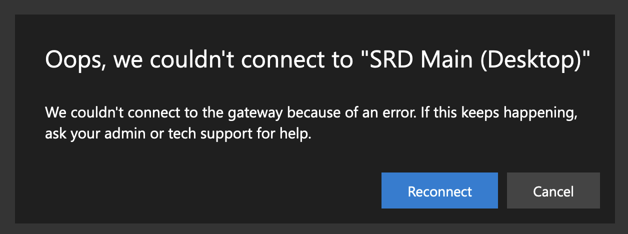 Microsoft RDS failed to connect