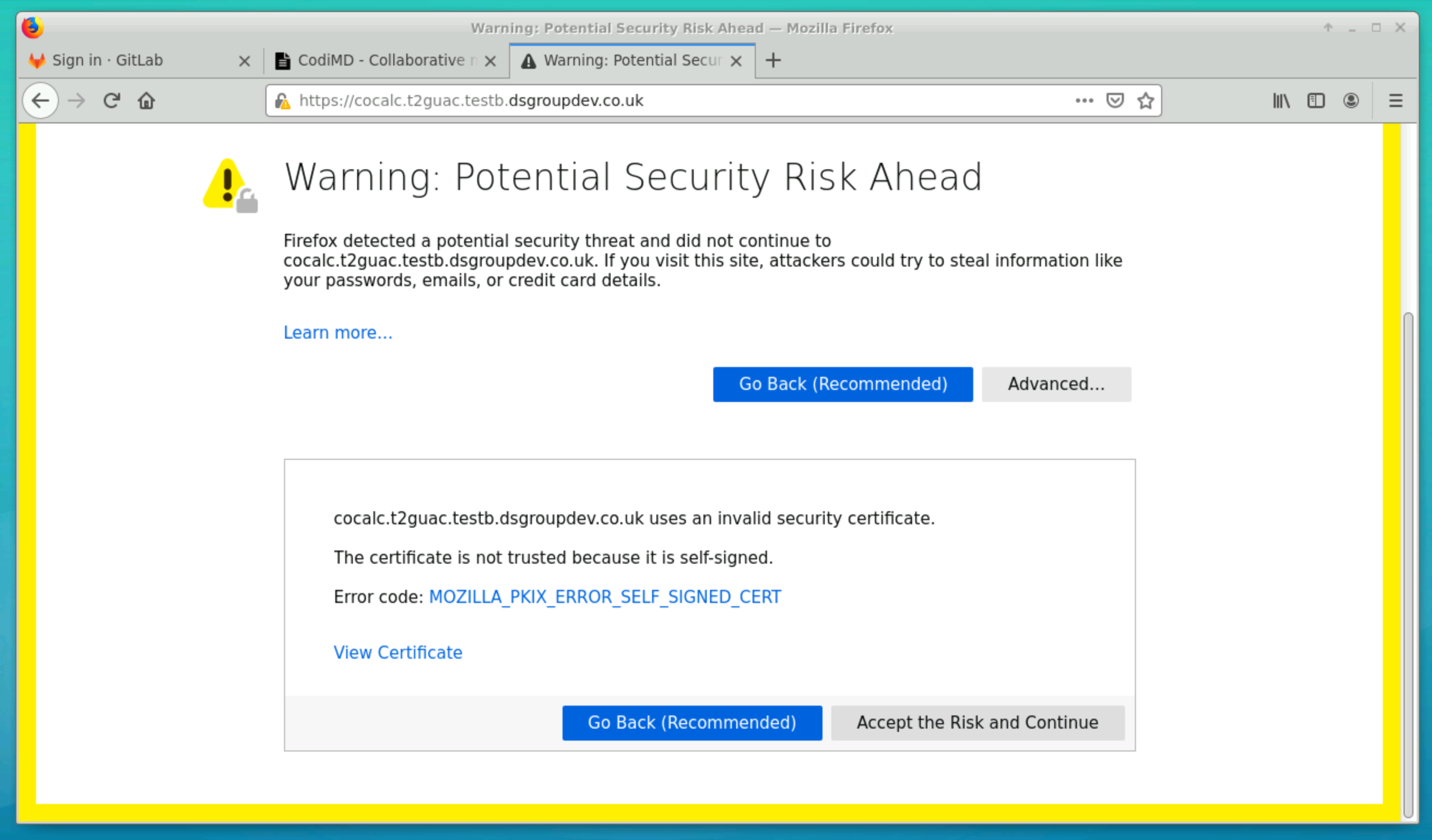 CoCalc security warning
