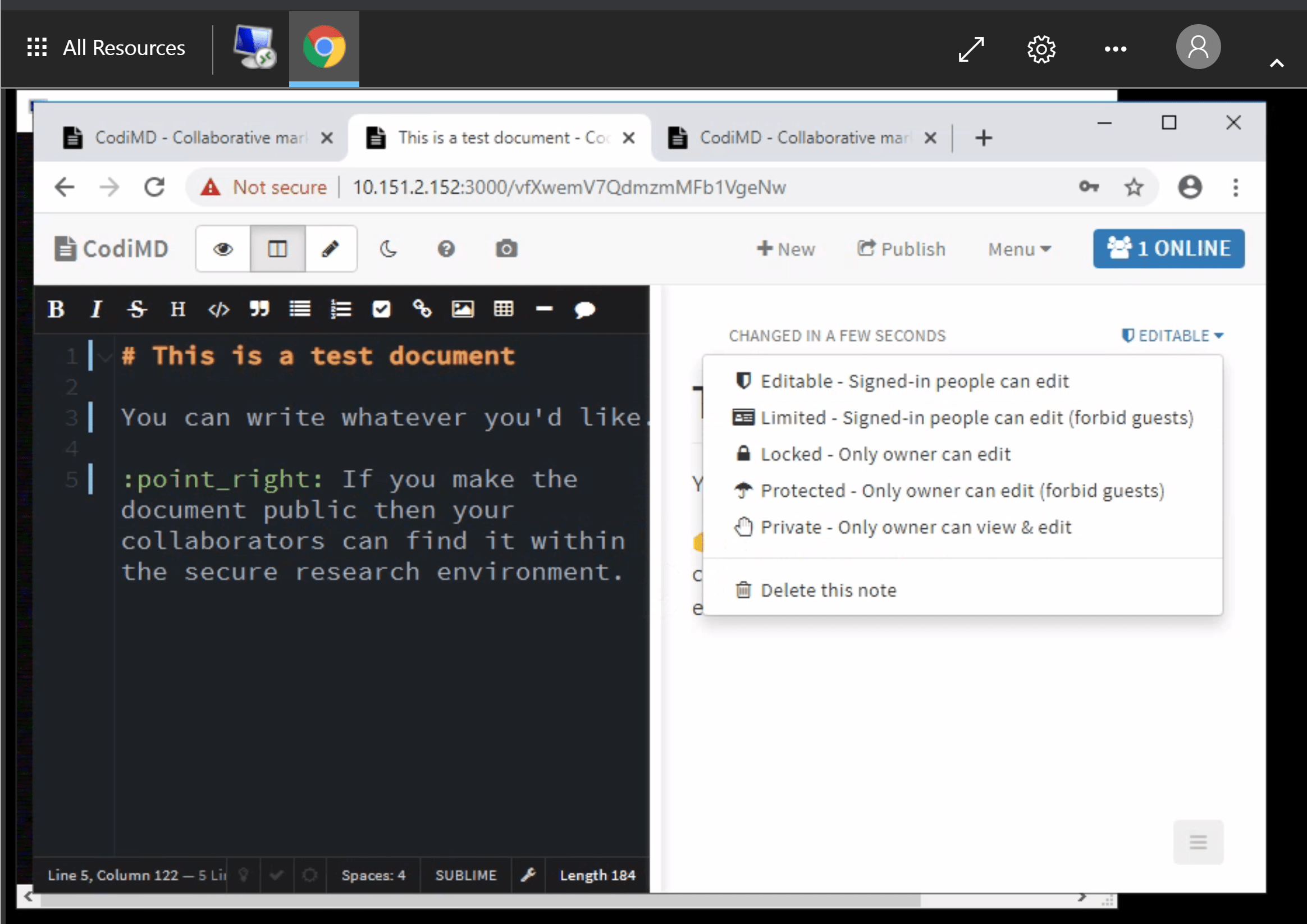 CodiMD access options