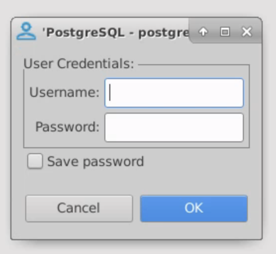 DBeaver username/password prompt