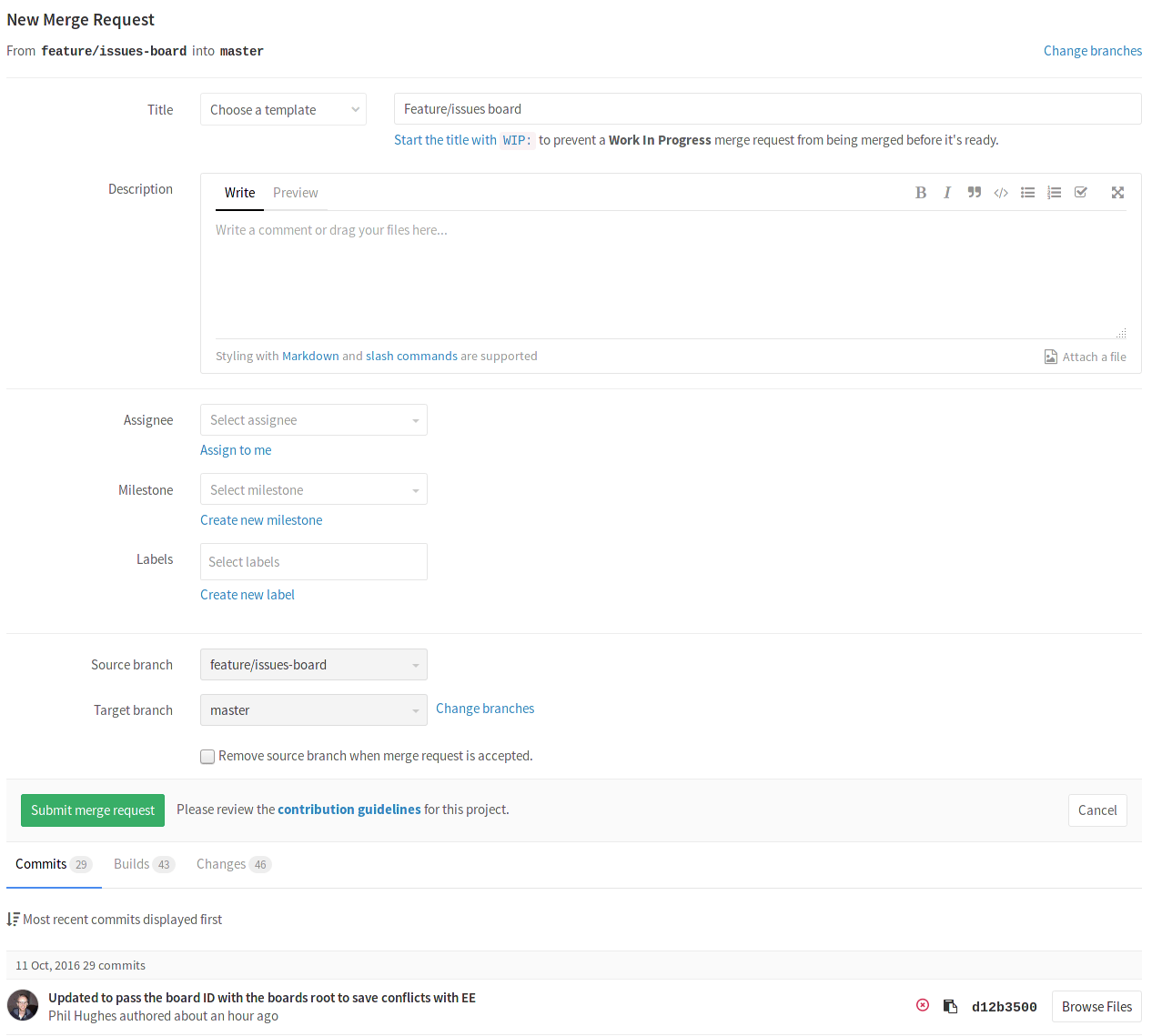 GitLab merge request details