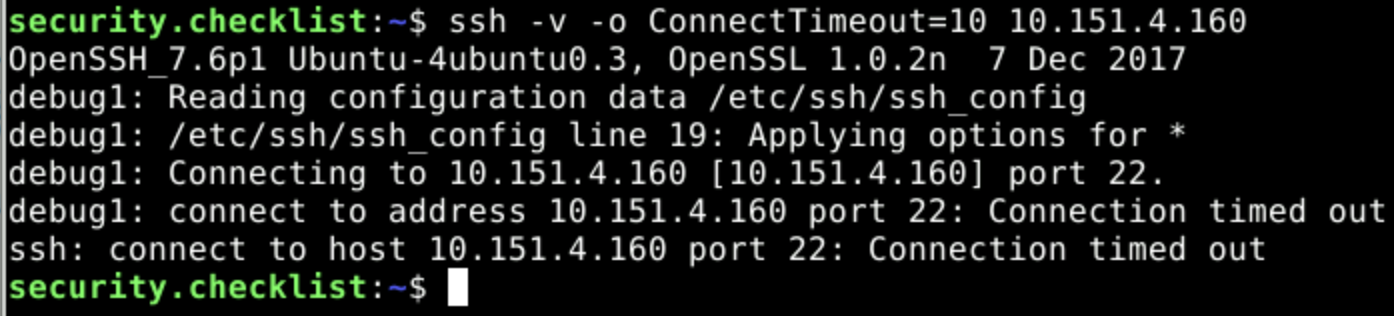 SSH connection failure