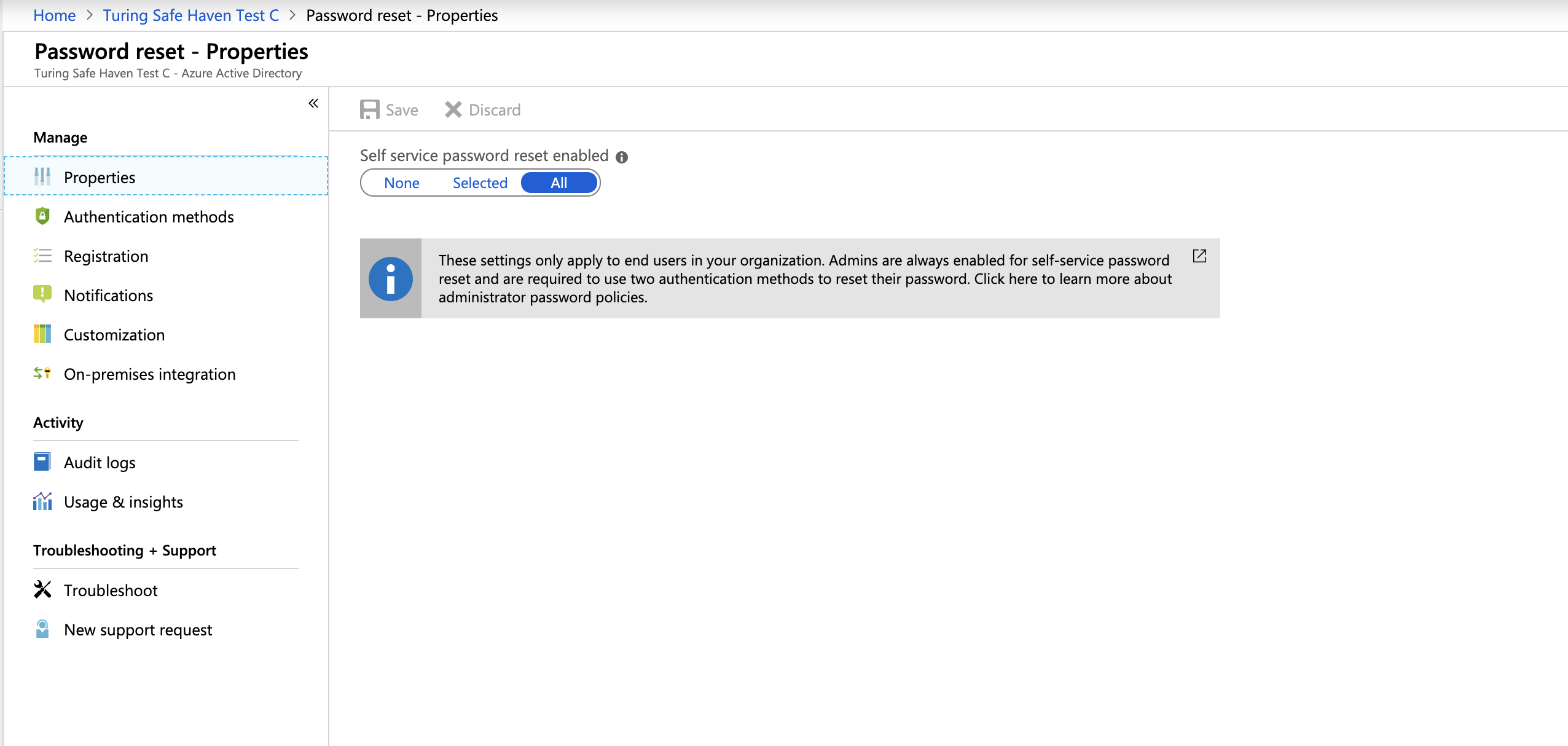 AAD self-service password reset