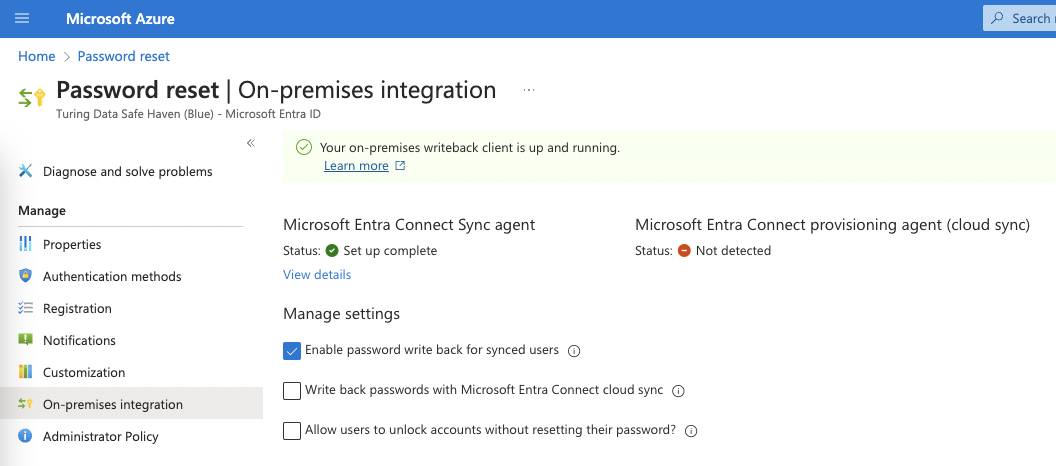 Enable password writeback