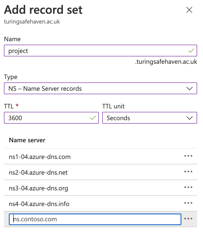 Subdomain NS record